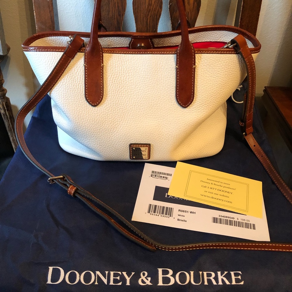 Dooney and Bourke Brielle Tote White with Brown Handles